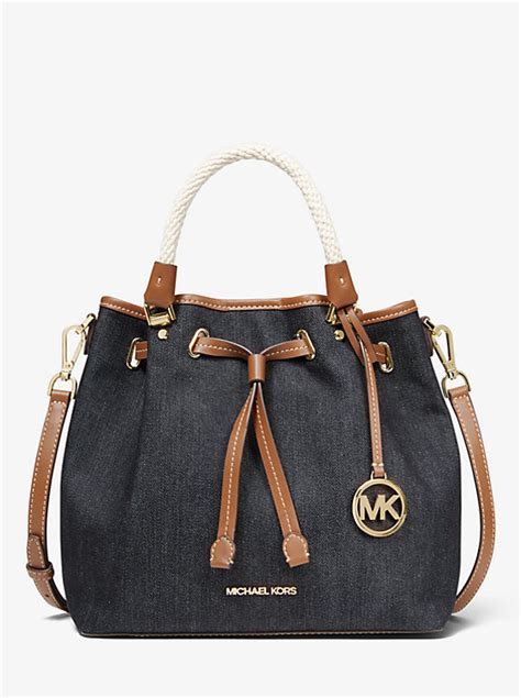 michael kors blakely large denim bucket bag|Blakely Large Denim Bucket Bag .